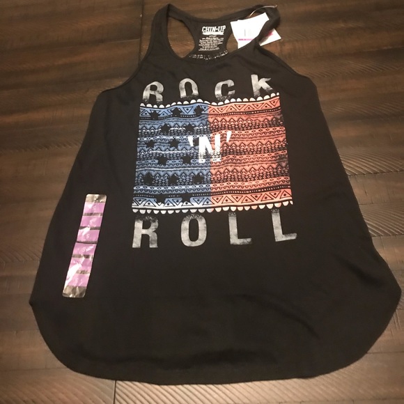 Chin Up Apparel Tops - Rock & Roll Print Active Tank Top